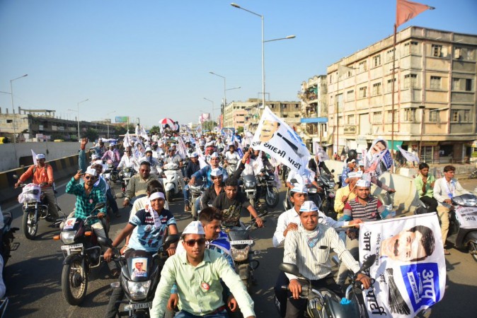 In picture: An AAP roadshow in Gujarat in the run-up to the 2017 Assembly elections. AAP roadshow in Gujarat