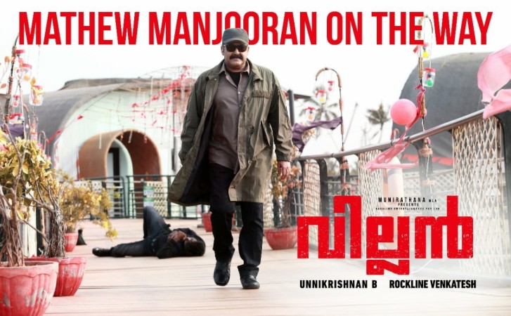 Mohanlal as Mathew Manjooran in Villain movie Villain, Mohanlal, B Unnikrishnan, Hansika Motwani, Vishal