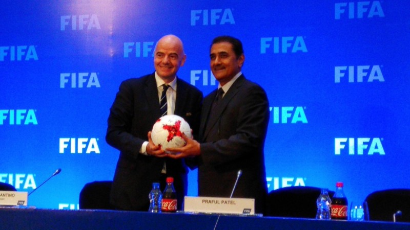 FIFA President Gianni Infantino with AIFF President Praful Patel. fifa, indian football