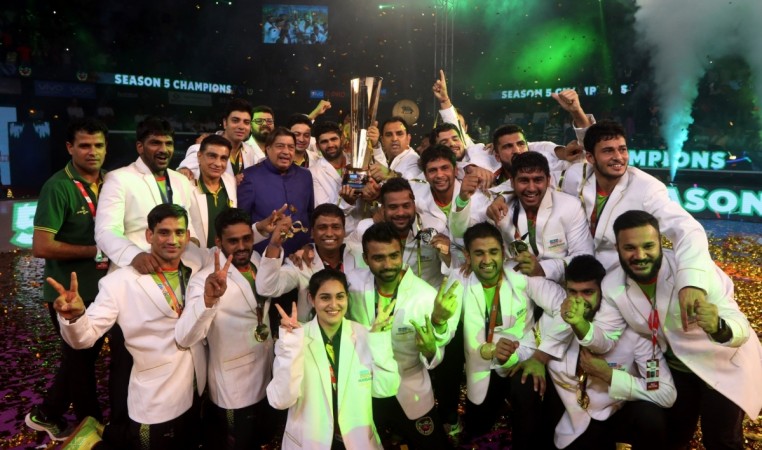 Patna Pirates celebrate their title win in Chennai on Saturday Patna Pirates
