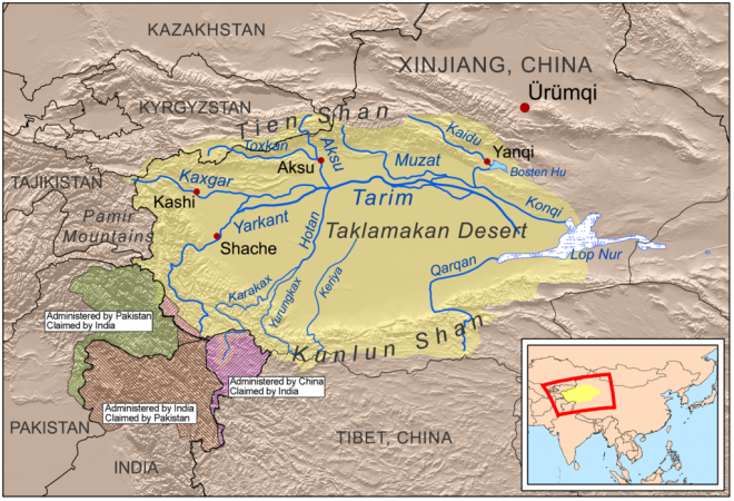The Taklimakan Desert in Xinjiang, China. Taklimakan Desert