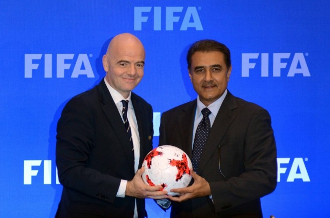 Federation of International Football Association (FIFA) President Gianni Infantino with All India Football Federation (AIFF) president Praful Patel in Kolkata indian football
