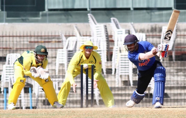 Mayank in action for Board President's XI in a one-day warm-up game against Australia on September 12, 2017. Mayank Agarwal Vs Australia