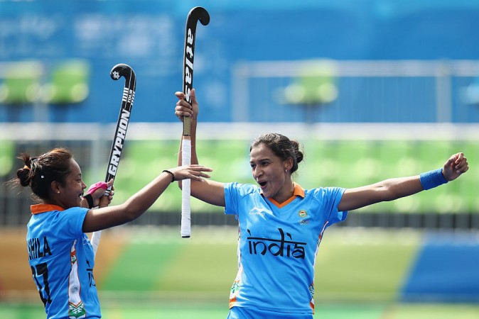 File photo of India captain Rani (R) India women's hockey