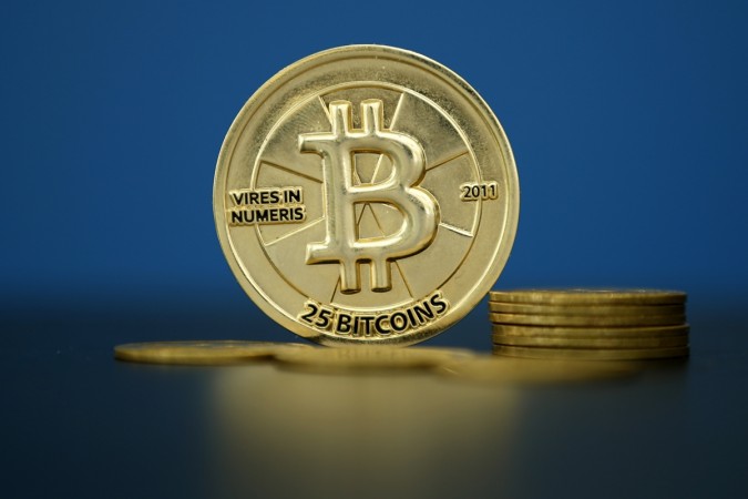 Bitcoin (virtual currency) coins are seen in an illustration picture taken at La Maison du Bitcoin in Paris, France, May 27, 2015. Bitcoin