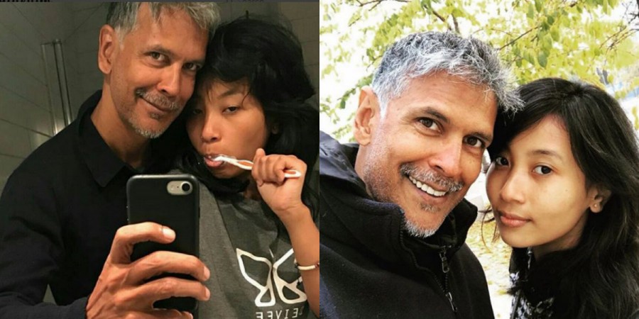 Milind Soman with girlfriend Milind Soman
