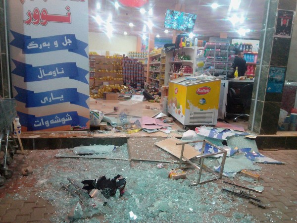 A damaged storefront is seen after an earthquake in Halabja, Iraq, November 12, 2017 Iran Iraq earthquake