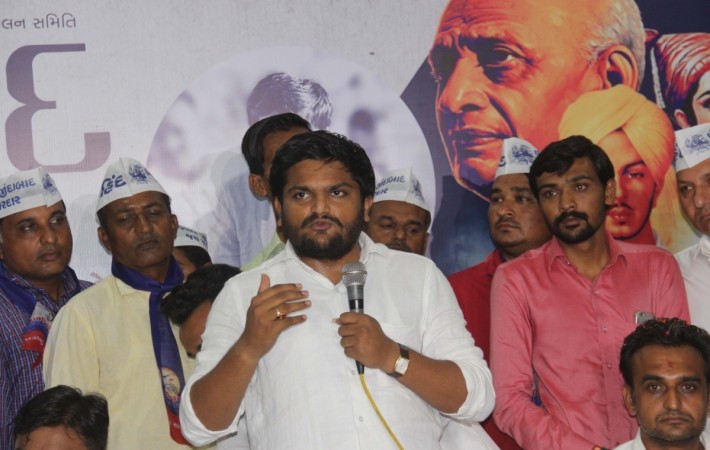 Patidar Anamat Andolan Samiti (PAAS) convener Hardik Patel addresses a public meeting at Thakkarbappanagar area in Ahmedabad on Nov 10, 2017. Patidar agitation