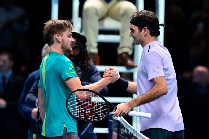 Goffin stunned Federer in three sets on Saturday David Goffin and Roger Federer
