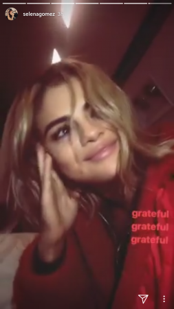 Selena Gomez thanking fans and audience post her performance on the American Music Awards 2017, in an Instagram video. selena 2