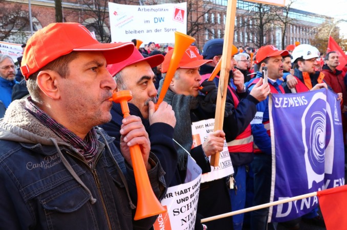 Siemens workers protest in Berlin, Germany Siemens