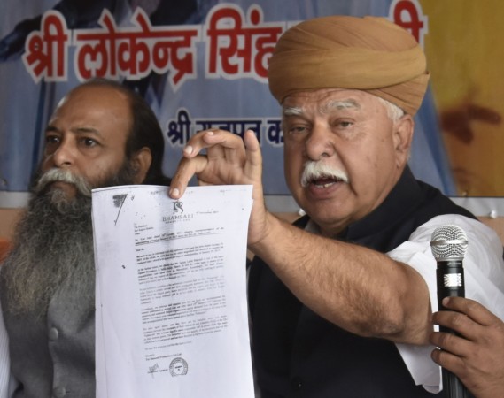 In picture: : Shri Rajput Karni Sena chief Lokendra Singh Kalvi adresses the media to announce Karni Sena