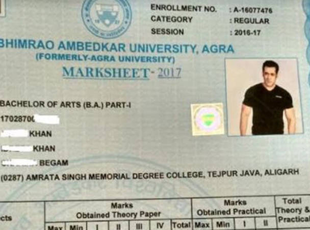 Salman Khan marksheet goes viral Salman Khan marksheet