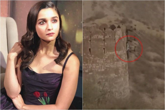 Alia Bhatt on Jaipur's Nahargarh Fort hanging. Alia Bhatt on Jaipur Fort Hanging Padmavati