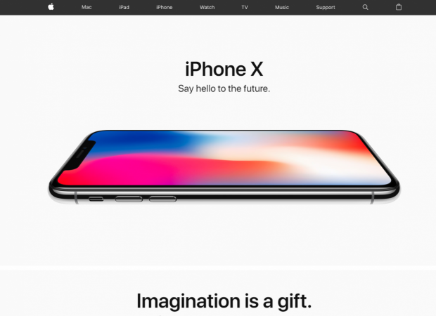 The iPhone X as seen on Apple.com (screenshot) Cyber Monday
