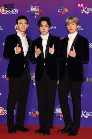 EXO's first official sub-unit EXO-CBX at the Mnet Asian Music Awards 2017 in Japan. MAMA 2017