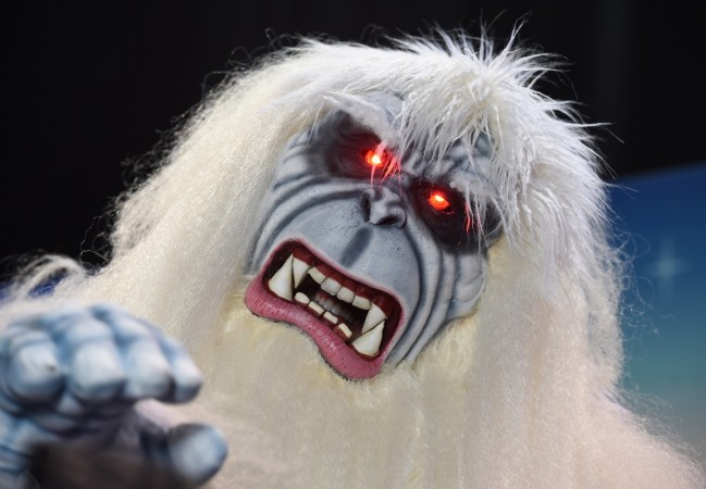 Bruce the Yeti celebrates after winning a costume competition at the Disney D23 EXPO 2015 held at the Anaheim Convention Center in Anaheim, California on August 14, 2015. The three day event showcases all things Disney and is held every two years. yeti
