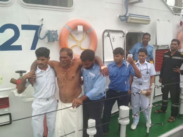 India Coast Guard ship braving the rough sea and inclement weather rescued a fisherman from sea off Vizhinjam (Kerala) coast on Friday, December 1. fish11111111