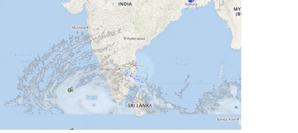 Skymet's graphical representation of the shifting cyclone Ockhi between southeast and northwest India ockhi11111