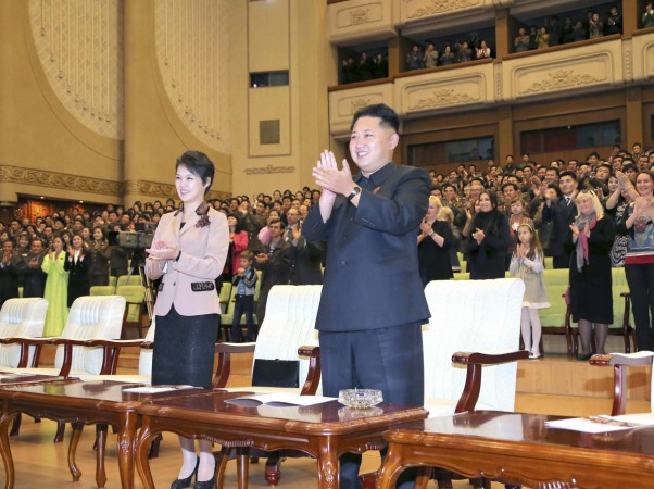 Kim Jong-un and his wife Ri Sol-ju applaud the performance by the Orchestra of 21st Century of Russia at the East Pyongyang Grand Theatre Ri Sol-ju