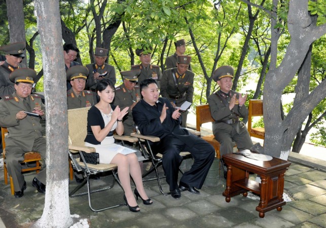 North Korean leader Kim Jong-Un and his wife Ri Sol-Ju visit a sub-unit under the Korean People's Army Unit 552 Ri Sol-ju