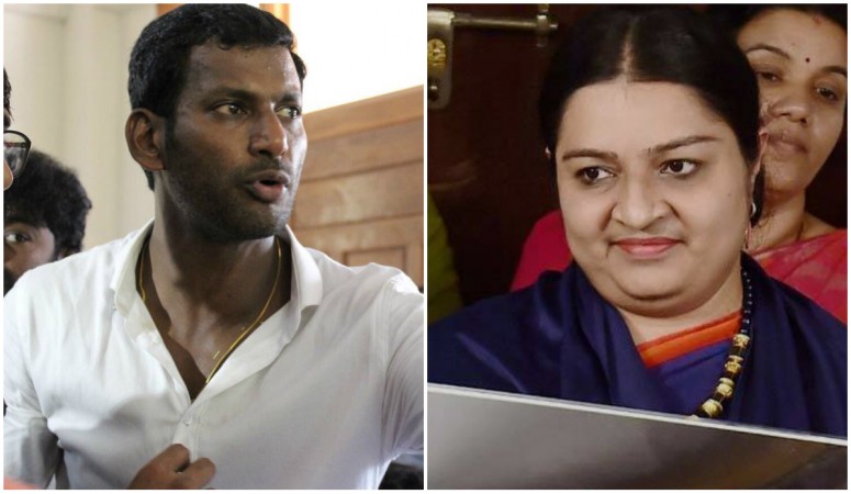 In picture: Tamil actor Vishal and Jayalalithaa's niece Deepa Jayakumar. RK Nagar byelections