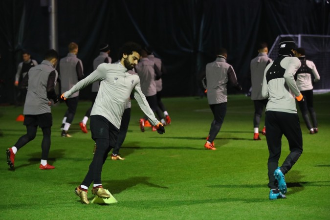 Mohamed Salah of Liverpool in action during a Liverpool FC training session at Melwood Training Ground on December 5, 2017 in Liverpool, England liverpool