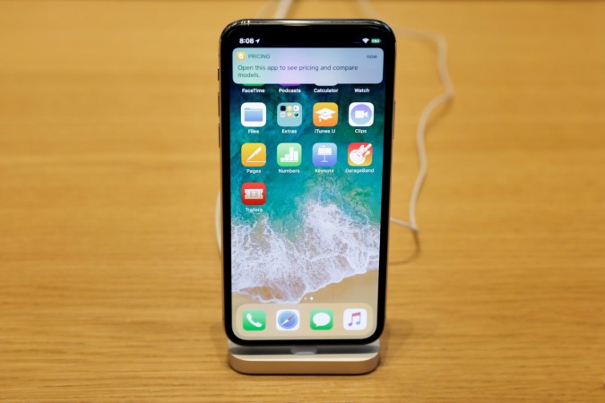 An iPhone X is displayed on a table at an Apple store in New York, U.S., November 3, 2017. iPhone X