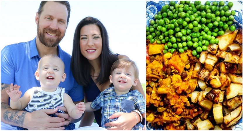 Rob Mooberry with his wife, Amanda and twins (L) beat stage 4 cancer by going on an all clean raw vegan diet (R). going vegan is the cure for Cancer