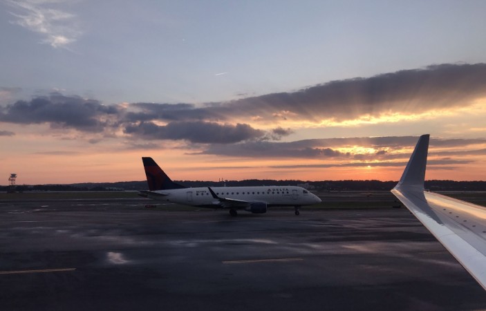 A Delta Airlines planes taxis on November 10, 2017, at Ronald Reagan Washington National Airport in Arlington, Virginia Delta Airlines