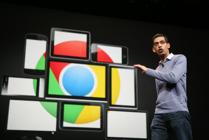 Sundar Pichai, senior vice president of Chrome, speaks at Google's annual developer conference, Google I/O, in San Francisco on June 28, 2012. Sundar Pichai
