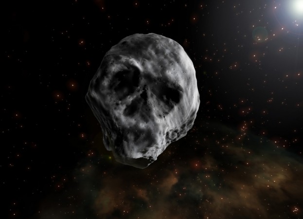 This is an artist's illustration of the skull shaped asteroid, asteroid, space rock,