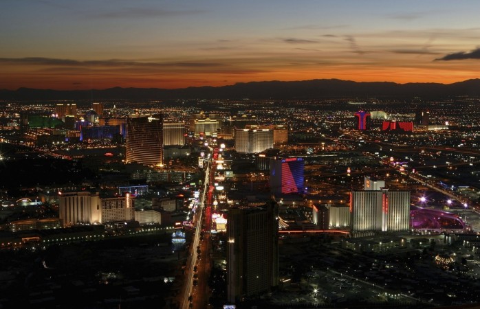 Hotel-casinos on the Las Vegas Strip are seen from the observation deck of the Stratosphere Casino Hotel November 29, 2005 in Las Vegas, Nevada. Las Vegas