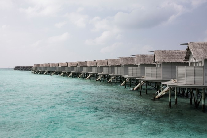 Waters villas along the beach on February 2nd 2016 at Adaaran Select Hudhuranfushi, Maldives. Most Chinese visiting the Maldives spend two nights in the water villas followed by two nights in the beach villas. Maldives