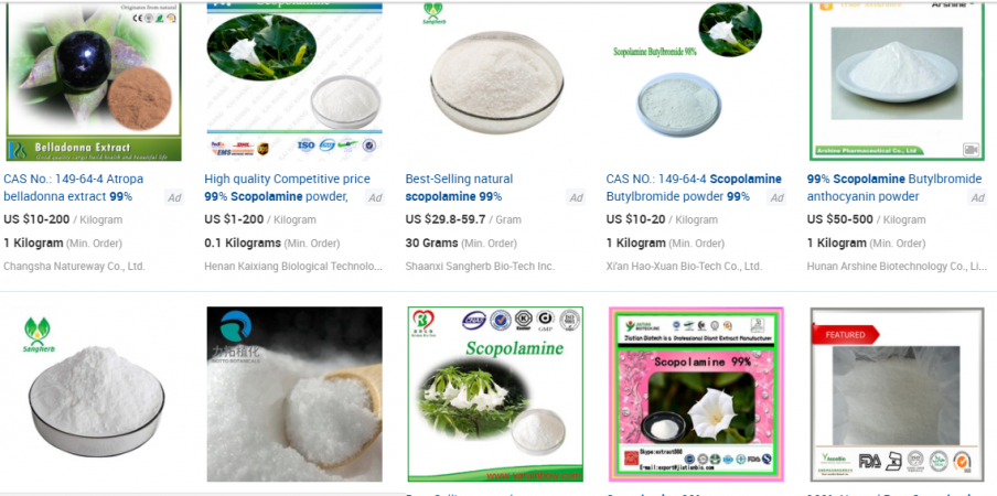 It is freely available on Chinese e-marketplace Alibaba.com (pictured). Devil's Breath