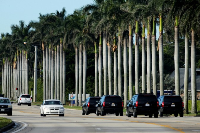 President Donald Trump's motorcade of black SUV's delivers him to the Trump International Golf Club, December 28, 2017 Donald Trump