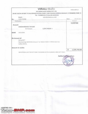 Full payment receipt Customer sues Isuzu