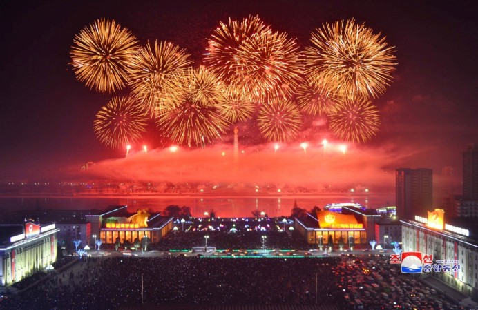 Fireworks are seen during New Year celebrations in this photo released by North Korea's Korean Central News Agency (KCNA) in Pyongyang. New Year Celebrations
