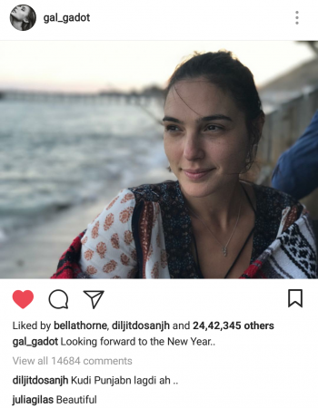 Diljit Dosanjh's comment on Gal Gadot's Instagram photo. Diljit Dosanjh Gal Gadot Comment