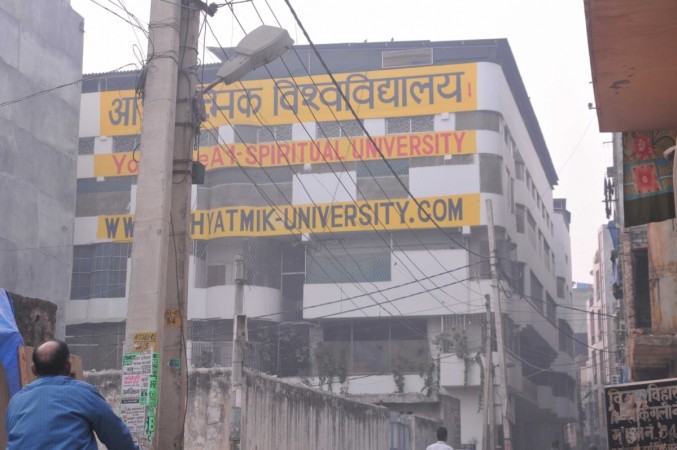 A view of Rohini's Adhyatmik Vishwa Vidyalaya ashram in New Delhi on Dec 22, 2017. Around 40 girls were reportedly rescued by police from the ashram, which is run by a self-styled godman - Virendra Dev Dikshit, on Thursday night Ashram of Baba Virendra Dev Dixit