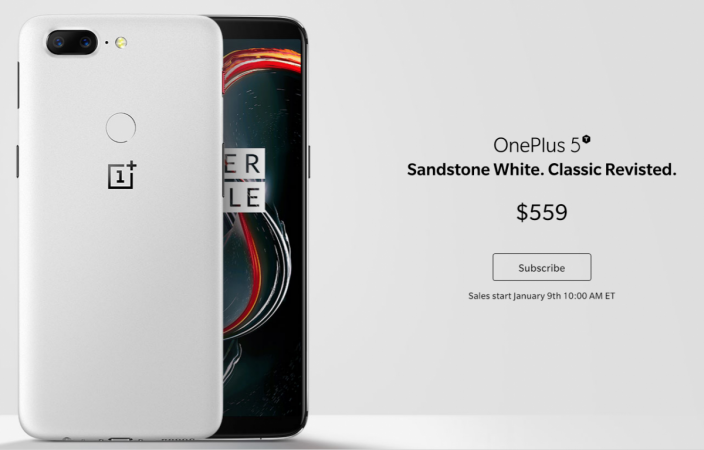 OnePlus 5T Sandstone White listing in the US OnePlus 5T Sandstone White Review