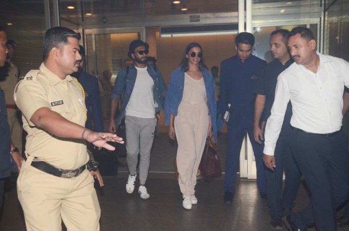 Ranveer Singh and Deepika Padukone at airport Ranveer Singh and Deepika Padukone at airport