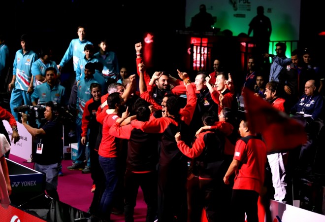 Hyderabad Hunters celebrate after their dominant win on Sunday in Chennai Hyderabad Hunters PBL