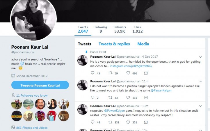 Poonam Kaur's deleted tweets Poonam Kaur's deleted tweets