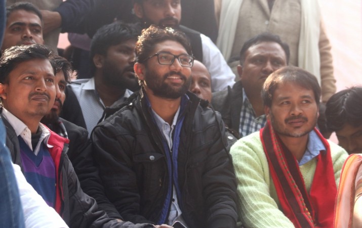 Dalit leader Jignesh Mevani during Hunkar rally at Parliament street in New Delhi on Jan 9, 2018 mewani rally parliament