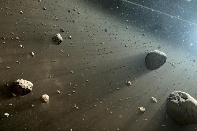 Artist's rendering of asteroids and space dust. asteroids
