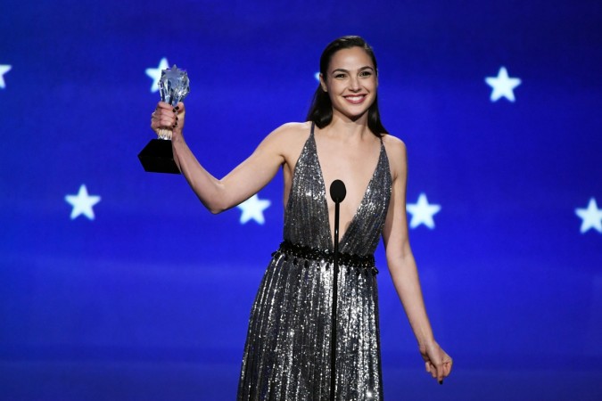 Actor Gal Gadot accepts the SeeHer Award onstage during The 23rd Annual Critics' Choice Awards at Barker Hangar on January 11, 2018. gal gadot