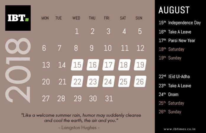 Long weekends in 2018