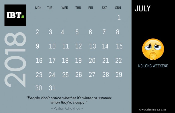 Long weekends in 2018