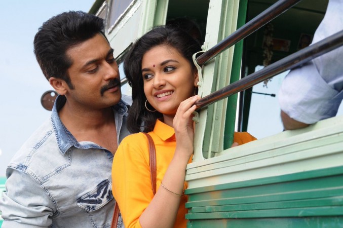 Suriya and Keerthy Suresh in Thaanaa Serndha Koottam. Suriya and Keerthy Suresh in Thaanaa Serndha Koottam